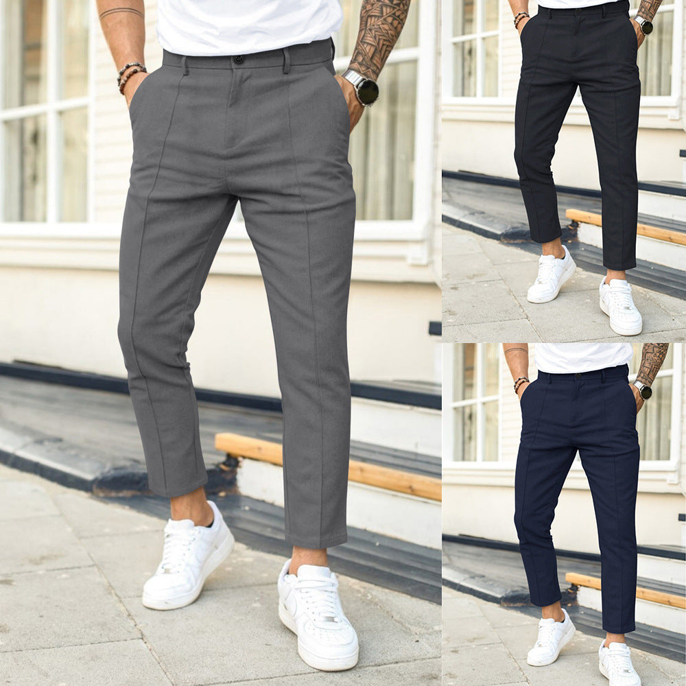 Men'S Double Fold Line  Casual Suit Pants