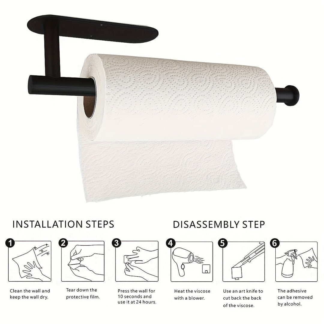 One Self-Adhesive Paper Towel Holder - Durable Stainless Steel Roll