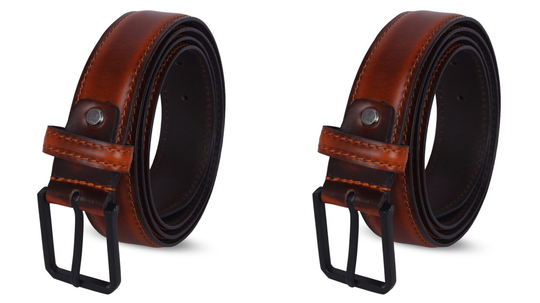 Leather Belt For Men – Urban Elite PACK OF 2 (Size-32) (Color-BROWN)