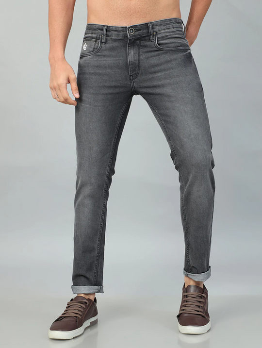 Men Mid Rise Plain Jeans(size32)(ColorGrey)