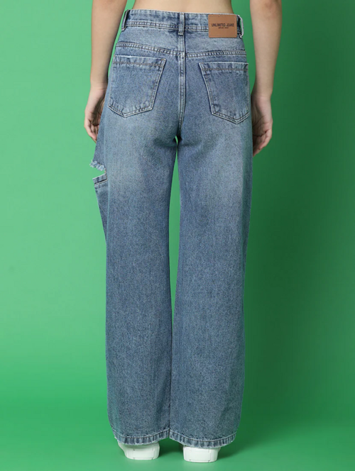 Women High Rise Denim Jeans(Size30)(Colorblue)