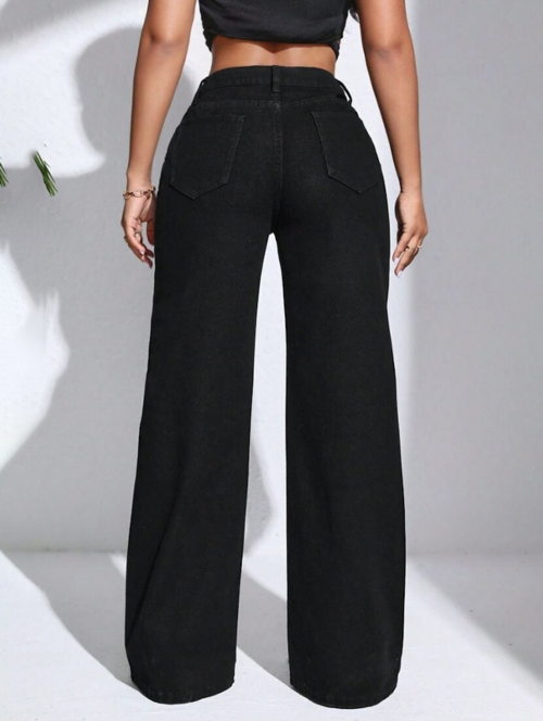 Women's Cotton  High Rise Denim Jeans(Size34)(Colorblack)