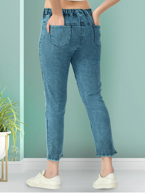 Women's Cotton  High Rise Denim Jeans(Size34)(Colordark blue)