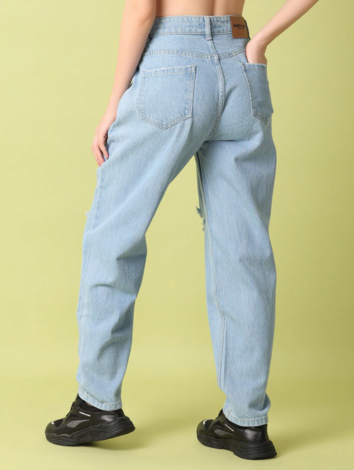 Women High Rise Denim Jeans(Size28)(Colorlight blue)
