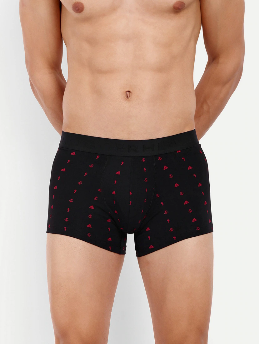 Men Printed slim solid underwear (Size-32inches) (Color-BLACK)