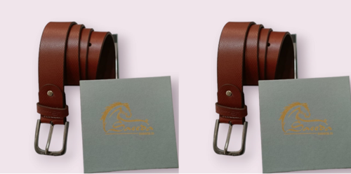 Men Black Genuine Leather Belt PACK OF 2 (Size-30) (Color-DARK BROWN)