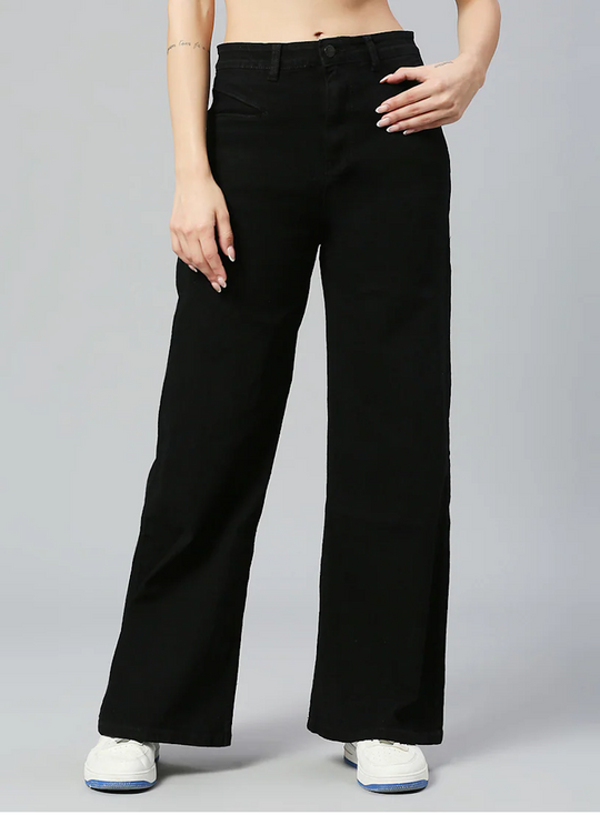 Women's Cotton  High Rise Denim Jeans(Size34)(Colorblack)