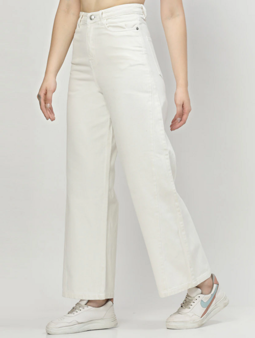 Women's Cotton  High Rise Denim Jeans(Size34)(Colorwhite)