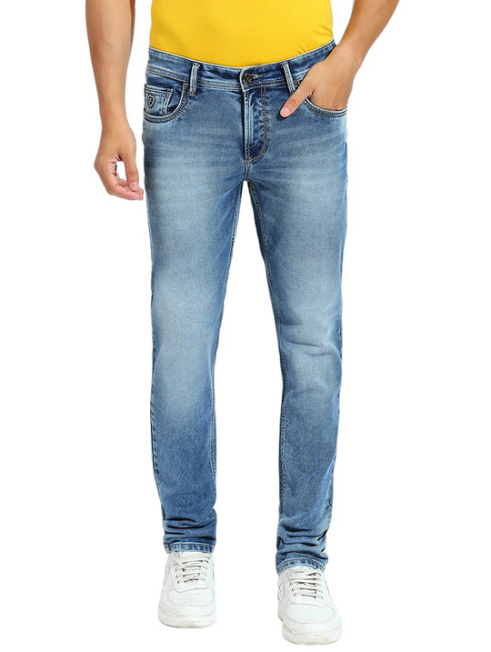 ]Men Solid Mid Rise Slim Fit Jean(size32)(ColorBlue)
