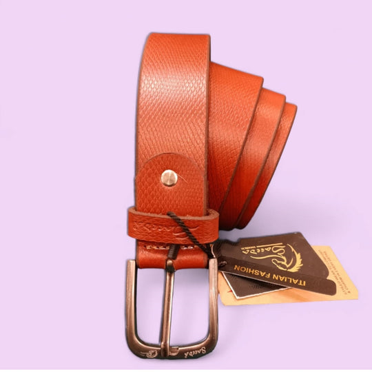 Men Black Genuine Leather Belt (Size-30) (Color-TAN)