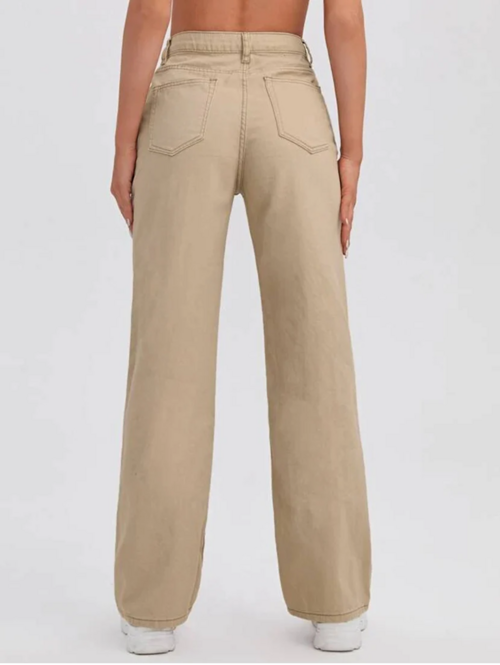 Women's Cotton  High Rise Denim Jeans(Size34)(Colorbeige)