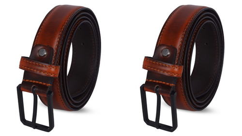 Leather Belt For Men – Urban Elite PACK OF 2 (Size-32) (Color-BROWN)