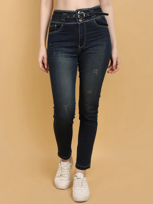 Women High Rise Denim Jeans(Size32)(Colornavy blue)