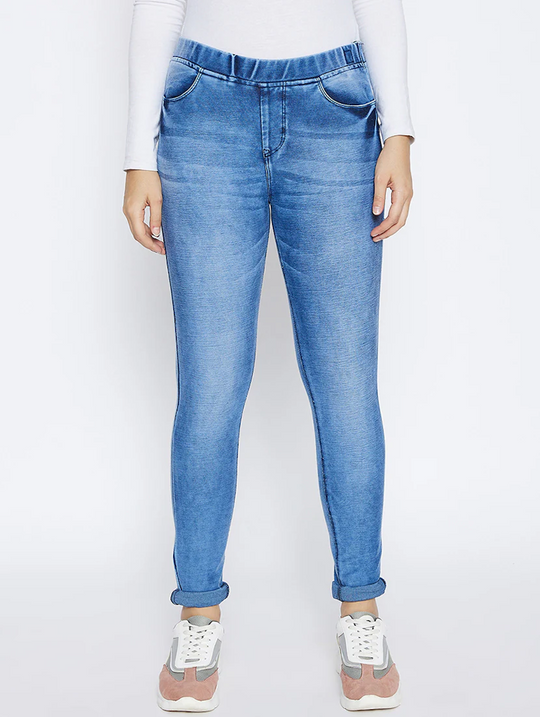 Women's Cotton  High Rise Denim Jeans(Size34)(Colorblue)