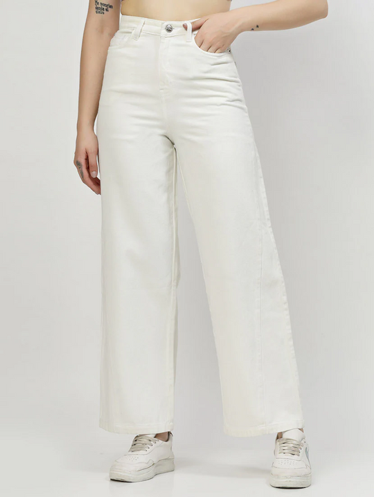 Women's Cotton  High Rise Denim Jeans(Size34)(Colorwhite)