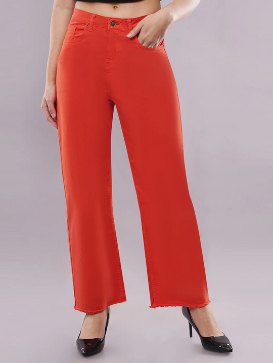 Women High Rise Denim Jeans(Size28)(Colororange)