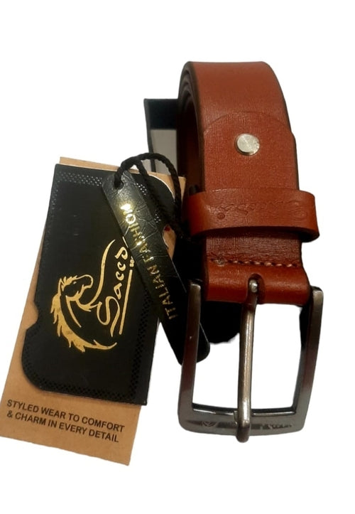 Men Black Genuine Leather Belt (Size-30) (Color-BROWN)