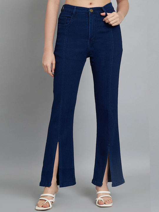 Women's Cotton  High Rise Denim Jeans(Size34)(Colornavy blue)