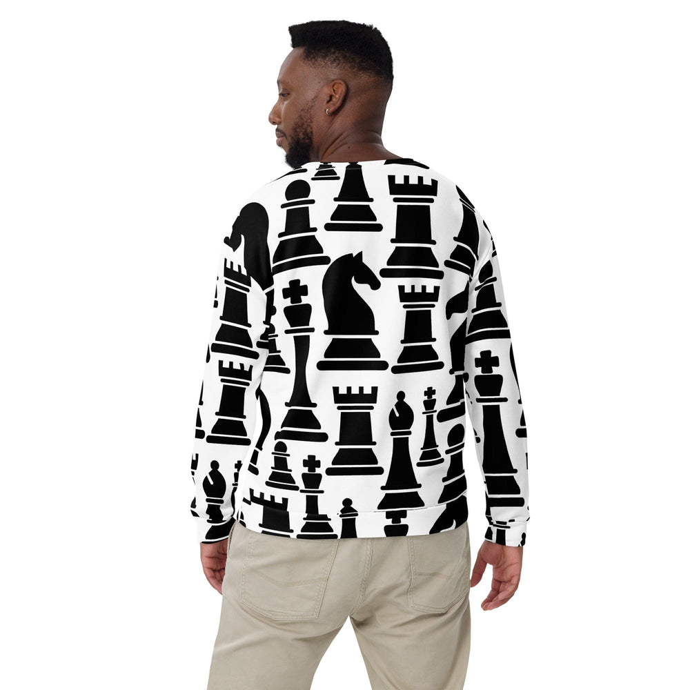 Graphic Sweatshirt for Men - Black and White Chess Print