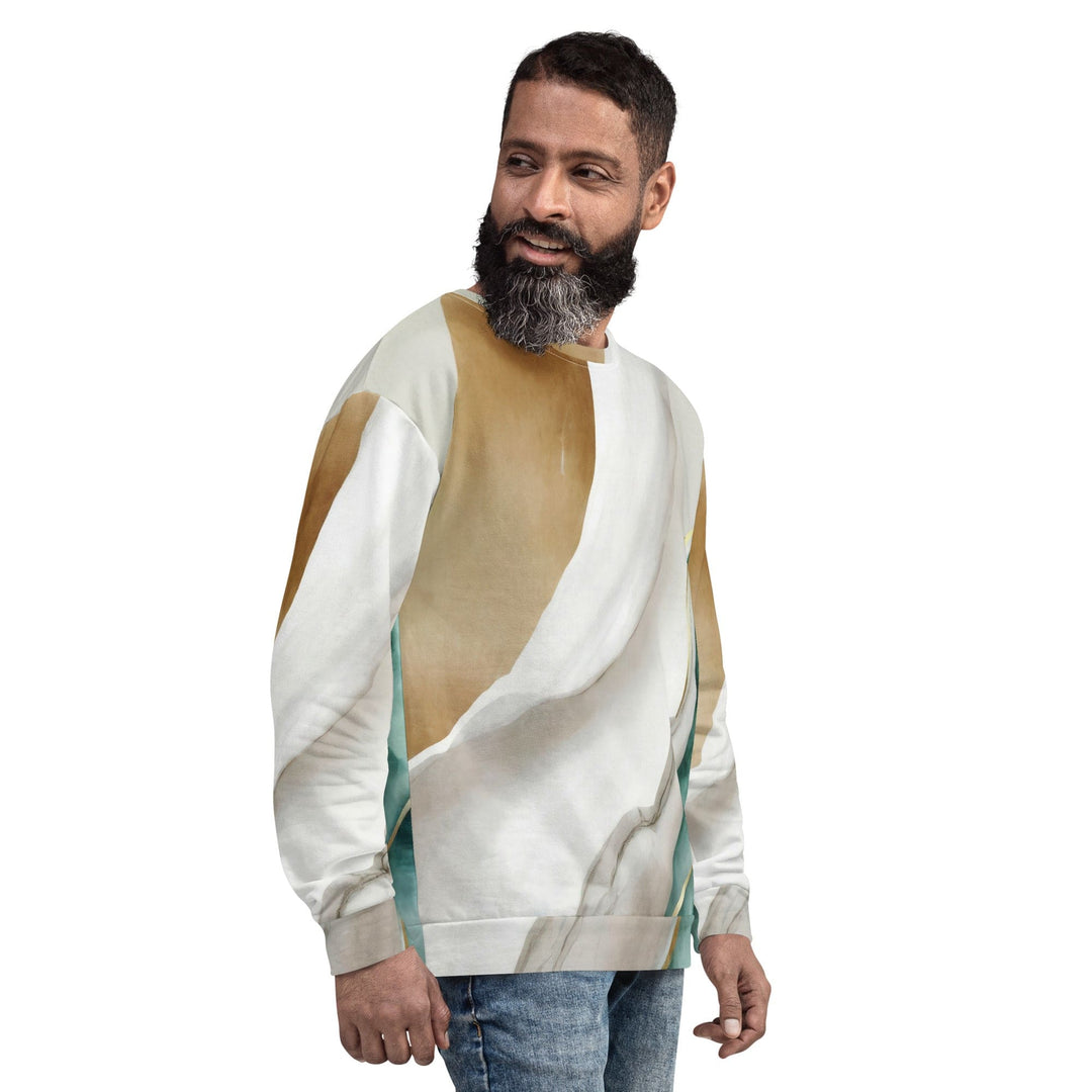 Graphic Sweatshirt for Men - Cream and White Marbled Pattern