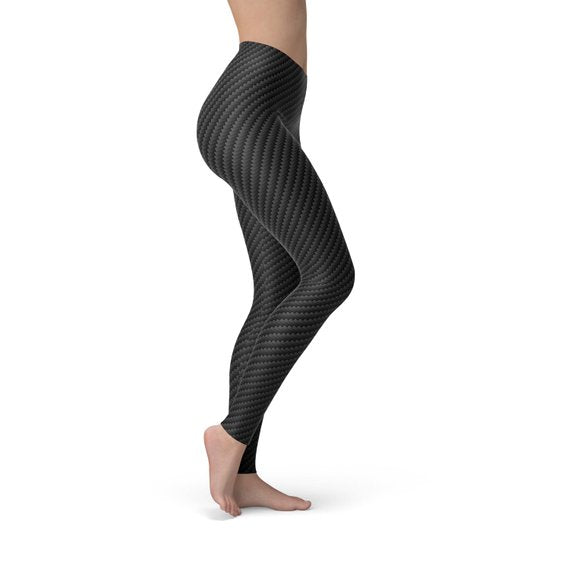 Women's Black Carbon Fiber Leggings – Stylish & Supportive Activewear