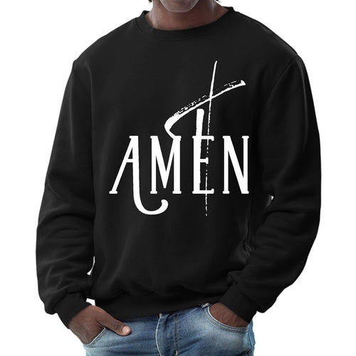 Mens Graphic Sweatshirt - Amen White Print