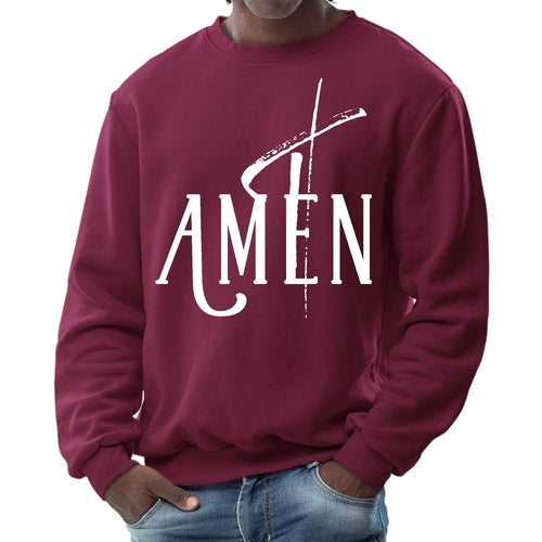 Mens Graphic Sweatshirt - Amen White Print