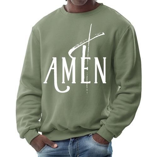 Mens Graphic Sweatshirt - Amen White Print