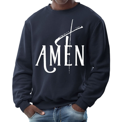 Mens Graphic Sweatshirt - Amen White Print