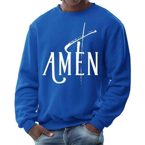 Mens Graphic Sweatshirt - Amen White Print