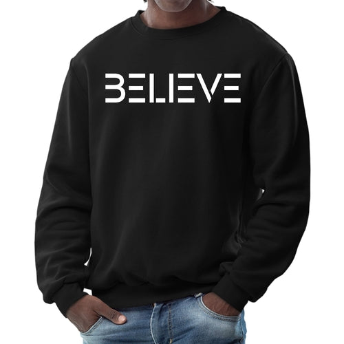 Mens Graphic Sweatshirt - Believe White Print