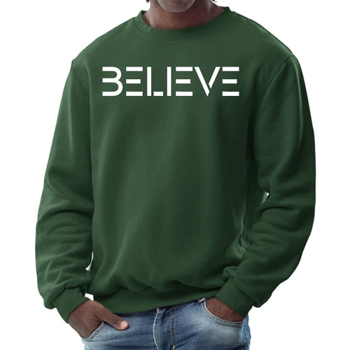 Mens Graphic Sweatshirt - Believe White Print