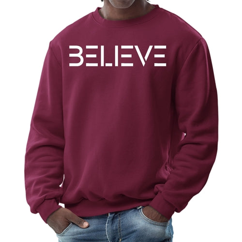 Mens Graphic Sweatshirt - Believe White Print