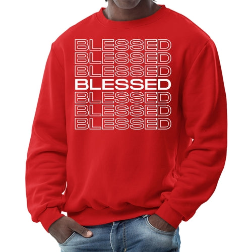 Mens Graphic Sweatshirt - Blessed Stacked Print