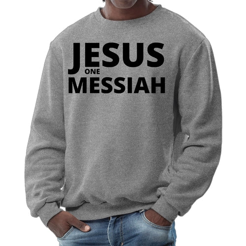 Mens Graphic Sweatshirt - Jesus one Messiah Black Illustration