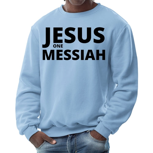 Mens Graphic Sweatshirt - Jesus one Messiah Black Illustration