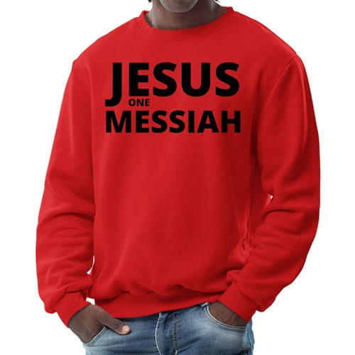 Mens Graphic Sweatshirt - Jesus one Messiah Black Illustration