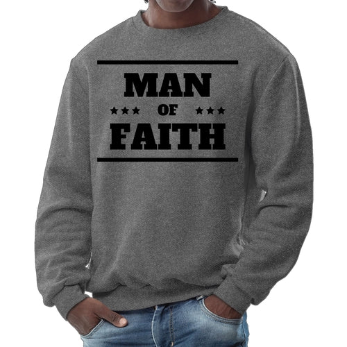 Mens Graphic Sweatshirt - Man of Faith Black Illustration