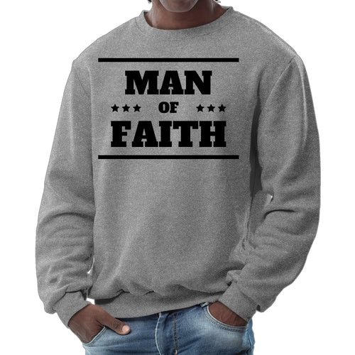 Mens Graphic Sweatshirt - Man of Faith Black Illustration
