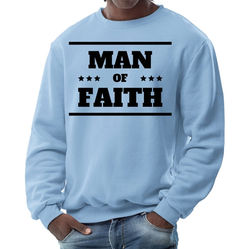 Mens Graphic Sweatshirt - Man of Faith Black Illustration