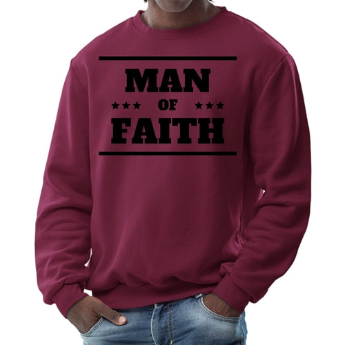 Mens Graphic Sweatshirt - Man of Faith Black Illustration