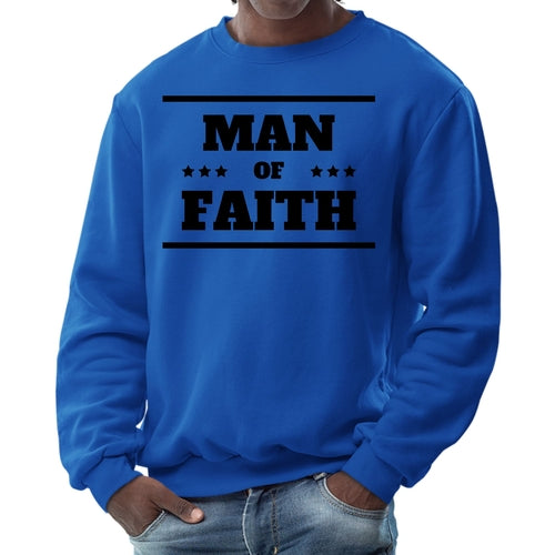 Mens Graphic Sweatshirt - Man of Faith Black Illustration