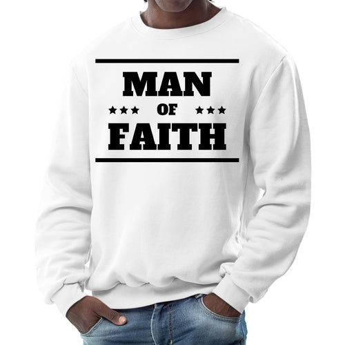 Mens Graphic Sweatshirt - Man of Faith Black Illustration