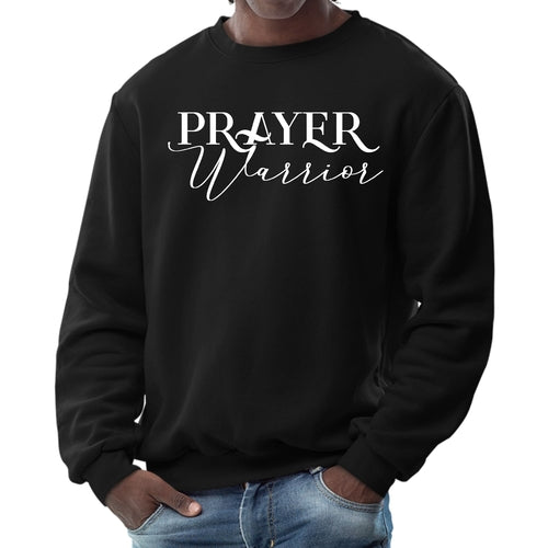 Mens Graphic Sweatshirt - Prayer Warrior Script Style Illustration