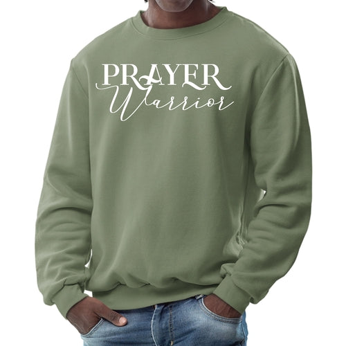 Mens Graphic Sweatshirt - Prayer Warrior Script Style Illustration