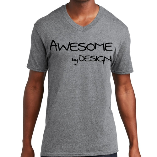 Mens Graphic V-neck T-shirt - Awesome by Design Black Print