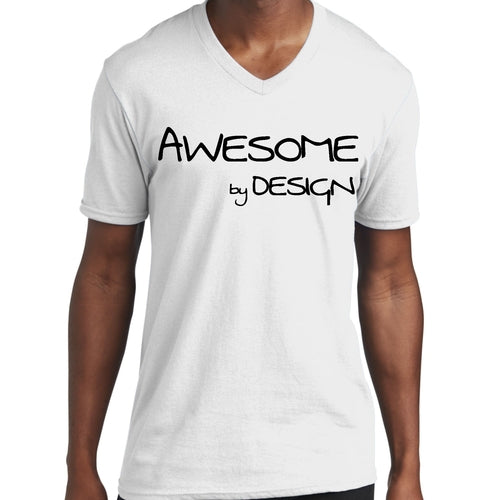 Mens Graphic V-neck T-shirt - Awesome by Design Black Print