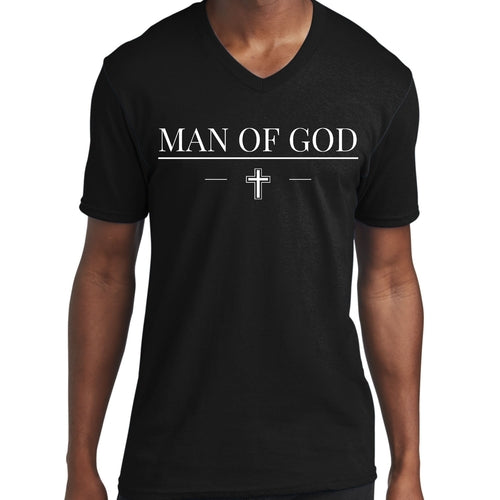 Mens Graphic V-neck T-shirt - Man of God Print