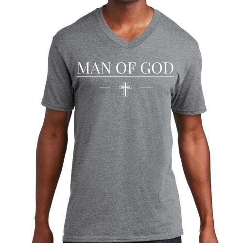 Mens Graphic V-neck T-shirt - Man of God Print