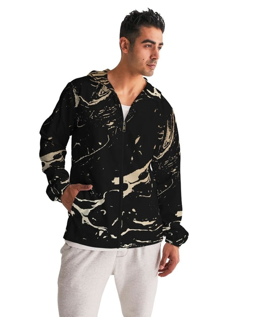 Mens Lightweight Windbreaker Jacket with Hood and Zipper Closure